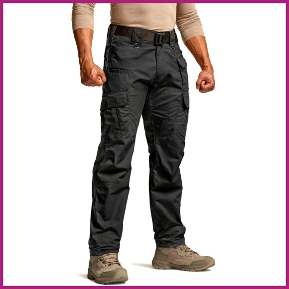 Men's Tactical Cargo Pants Water Resistant Ripstop Fabric Lightweight Outdoor
